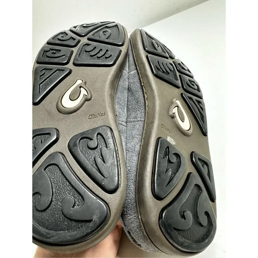 Men's Olukai Ohana Shoes Lace Up Sneaker Size US 10M EUR 43 Suede Gray EUC